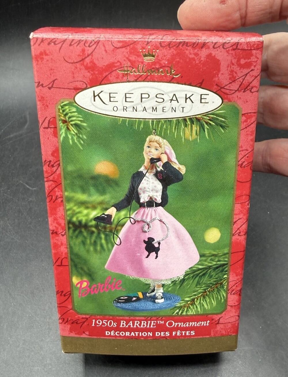 2001 Hallmark Barbie 1950s Barbie Talking on Phone Poodle Skirt Sockhop EUC -31D
